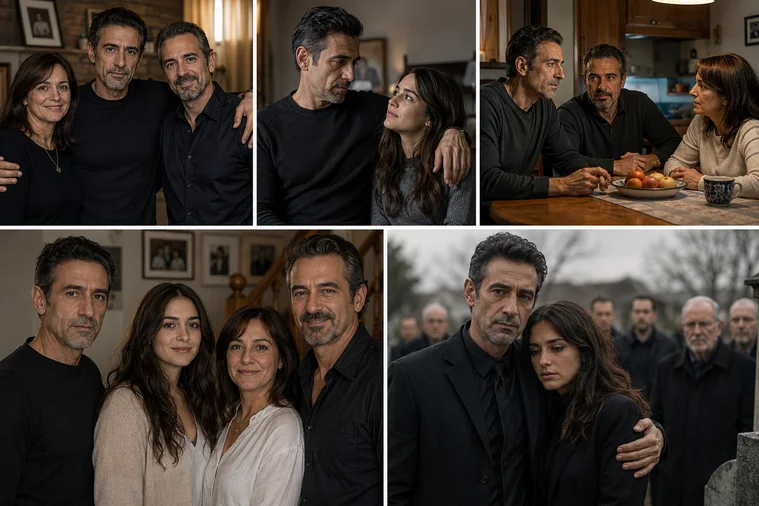 A cinematic collage of Antonio Tony Iavarone with his fictional Italian-Canadian family, including his brother, sister, and daughter.
